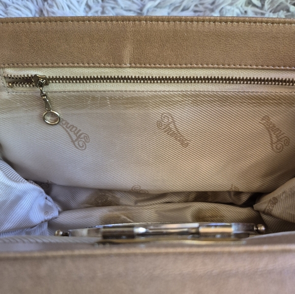 Vintage Francois Tan Leather Handbag Purse with‎ Interior Mirror Made in USA - Picture 9 of 13